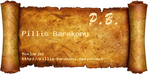 Pillis Barakony névjegykártya